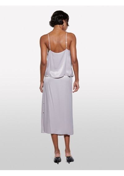 Sisley %100 Viskoz Saten Degaje Yaka Askılı Üst Kadın Gri Bluz - 325p52bzlh01n