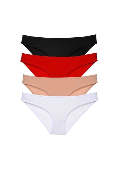 Hubrendy Tedarik 4 Adet Süper Eko Set Likralı Kadın Slip Külot Siyah Kırmızı Ten Beyaz Çok Renkli Hubrendy Tedarik 4 Adet Süper Eko Set Likralı Kadın Slip Külot Siyah Kırmızı Ten Beyaz Çok Renkli
