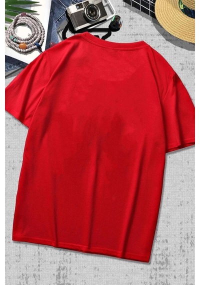 Flood Of Style Unisex Nasabear Baskılı T-shirt Kırmızı