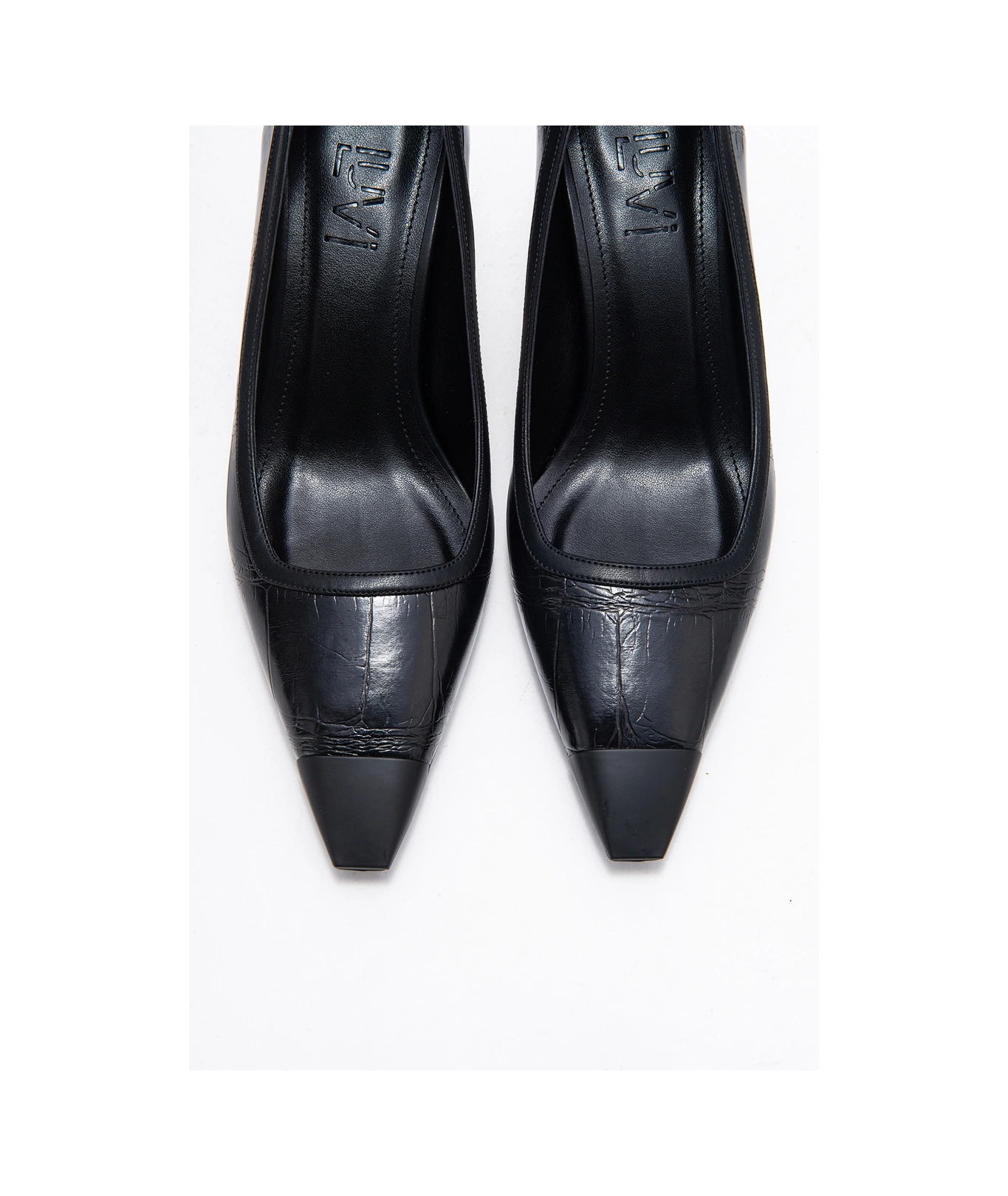 Luvishoes Luvi Shoes Rona Siyah Baskı Mat Burunlu Kadın Topuklu Ayakkabı Siyah