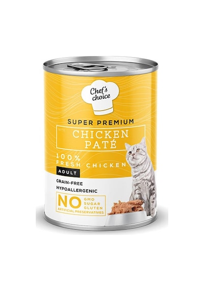 Chefs Choice Pate Chicken Tavuklu Tahılsız Ezme Yetişkin Kedi Konservesi 24 Adet 400 Gr 242-20001.04