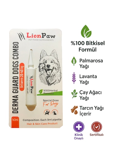 20-40 Kg Köpek Dış Parazit Ense Deri Damlası Pire Bit Kene Deri Bakımı Için Bitkisel Damla 1x3 Ml