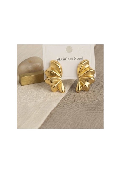 316l Çelik Gold Renk Vintage 3d Dalgalı Model Küpe Tj-bkp12038 Evimdeyokyok