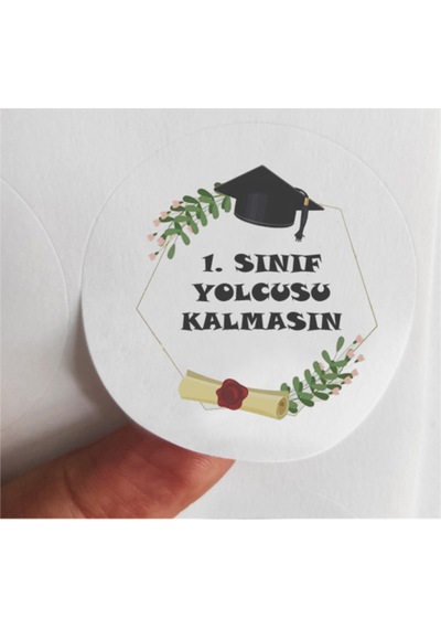 48 Adet 4 Cm 1. Sınıf Yolcusu Kalmasın Mezuniyet Baskılı Mat Etiket Sticker