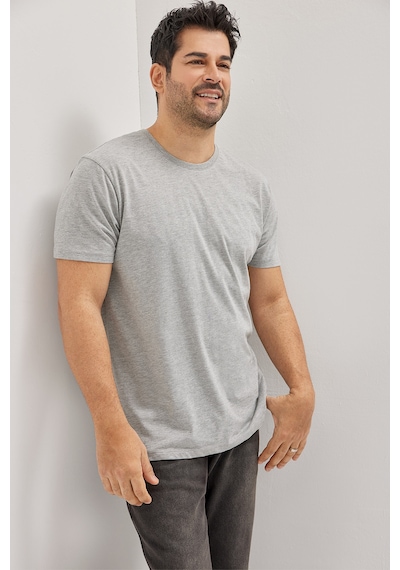 AC&Co / Altınyıldız Classics 4A4800000001GMJXS Slim Fit Bisiklet Yaka Pamuklu Erkek Tişört Gri Melanj
