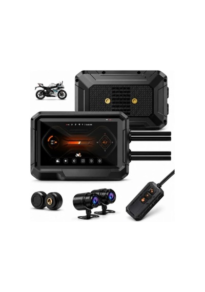 Glr T10 Motosiklet Kamera Kayıt Cihazı - Kablosuz Carplay & Android Auto, Dual Kamera, Gps