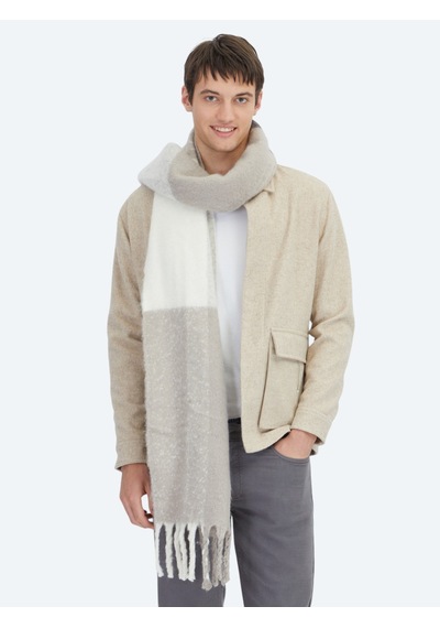 Kip Bej Oversize Fit Uzun Dokuma Yün Karışımlı Overshirt