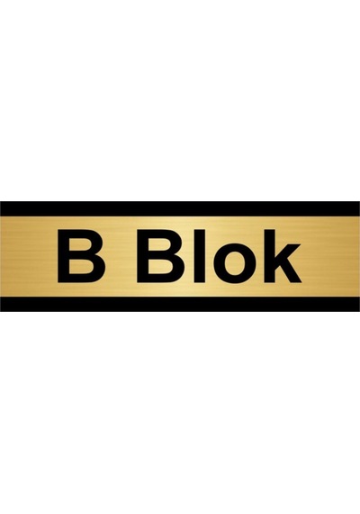 B Blok 10x20cm Altın Renk Metal Yönlendirme Levhası