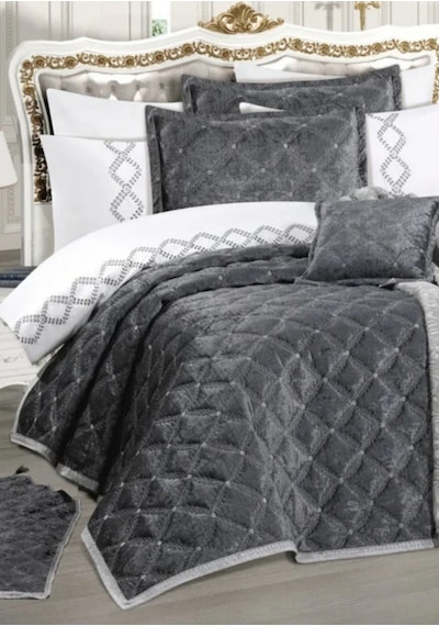 Goldroom Asalet 12 Parça Secaddeli Çeyiz Seti. Gri