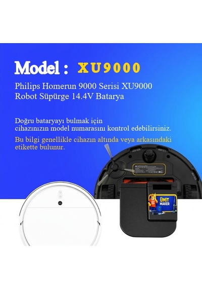 Philips Homerun 9000 Serisi Xu9000 Robot Süpürge 5200 Mah Batarya
