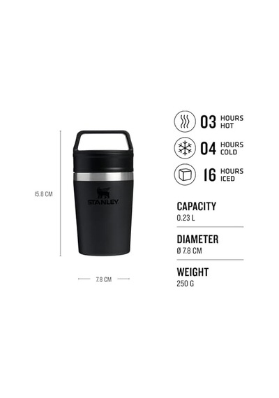 Cafe To-go Travel Mug Termos Bardak, Siyah, 0.23 Litre Açık Beyaz