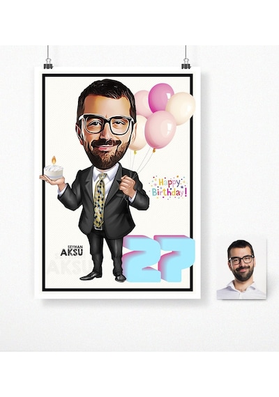 Bk Gift Kişiye Özel Doğum Günü Karikatür Afiş Poster 50 X 70 Cm. 15