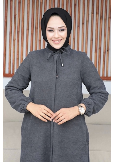 Şönil Kumaş Kışlık Comfort Ferace - Gri / F0506 Gri