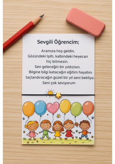 10 Adet Balon Konsept Okuluna Hoşgeldin Kartlı Emoji Bileklik - Sınıf Hediyesi - Öğrenci Hediyesi Renkli