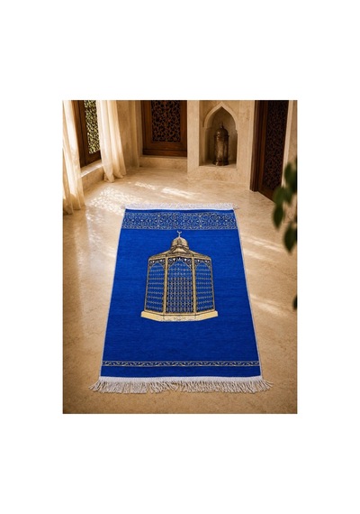Makam-ı İbrahim Desenli Seccade Altın Detaylı, Burma Püsküllü, Kadife Dokulu Premium Namaz Seccadesi Mavi Çok Renkli Makam-ı İbrahim Desenli Seccade Altın Detaylı, Burma Püsküllü, Kadife Dokulu Premium Namaz Seccadesi Mavi Çok Renkli