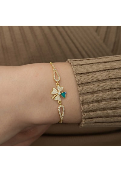 Casera's Gümüş Gold Nazarlı Yonca Bileklik Csr2185869 Gümüş