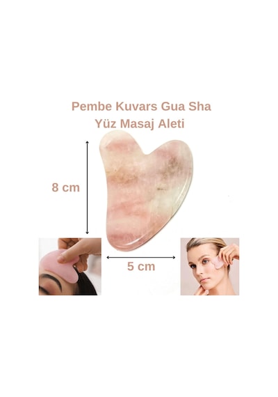 Yıldız Doğal Taş Sertifikalı Pembe Kuvars Gua Sha Doğal Taş Masaj Aleti