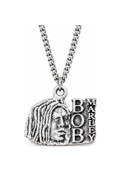 Bob Marley Kabartma Portreli Gümüş Renk Kalın Zincirli Reggae Müzik Erkek Kolye Altın - Gümüş