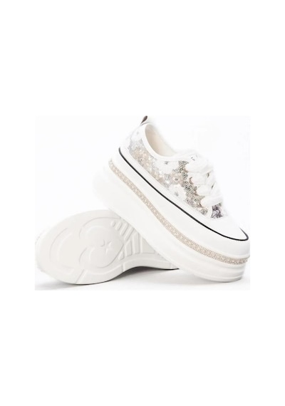 Guja 25y423-6 Gizli Dolgu Pulpayetli Kadın Sneaker Ayakkabı Gri