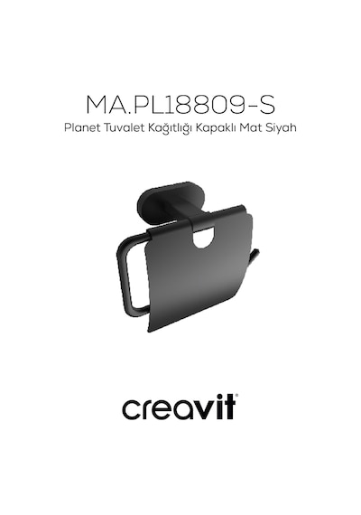 Creavit PL18809-S Planet Tuvalet Kağıtlığı Kapaklı Mat Siyah