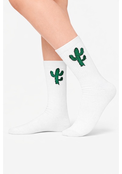 Carnaval Socks Yeşil Kaktüs Desenli Renkli Spor Çorap Çok Renkli