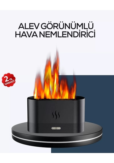 Home Aromatik Oda Kokusu Difüzörü Alev Tasarımlı Led Işıklı Nemlendirici
