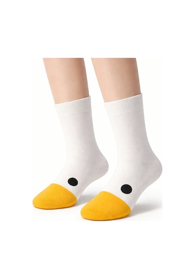 Hitit Socks Unisex 4 Çift Ördek Başı Desenli Çorap Ördek Dese... Çok Renkli