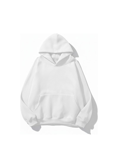Uyguntarz Unisex Yumuşak Dokulu California Retro Baskılı Tasarım Oversize 3 İplik Hoodie Sweatshirt beyaz