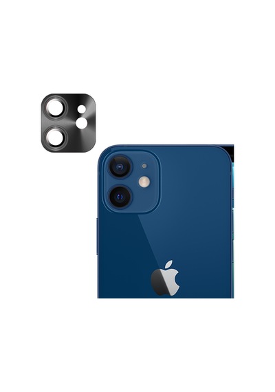 Apple Uyumlu iPhone 12 Mini 11 Metalik Seri Kamera Lens Koruyucu Siyah