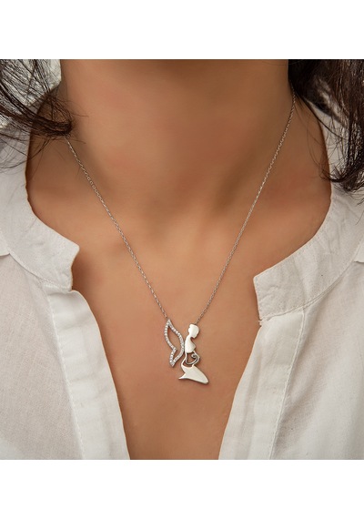 925 Ayar Papatya Silver Anne Bebek Kolye.rose.gold.rodaj Gümüş