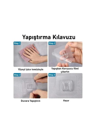 5 Çift-çift Taraflı Yapışkanlı Geçmeli Klips Şeffaf Duvar Askısı, Delik Yok Vida Yok Duvar Kancası Diğer