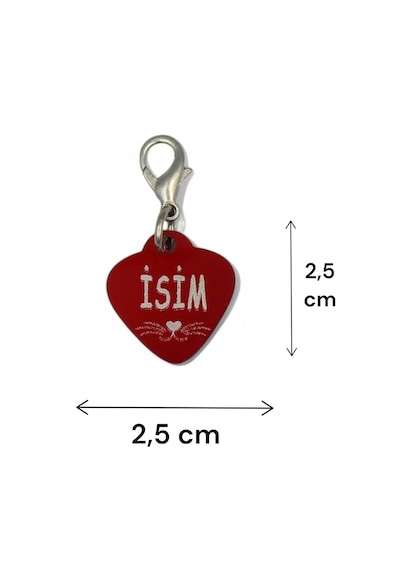 Caramelos Isimli Kedi Tasması Künyesi- Paslanmaz Metal- Kişiye Özel Isimlik Kırmızı-tek Ebat Diğer