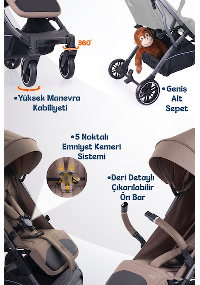 Prego Lotus Pro Kabin Boy Travel Bebek Arabası -tek Elle Katlanır-hafif -uv Tenteli -yağmurluk-örtü-kılıf