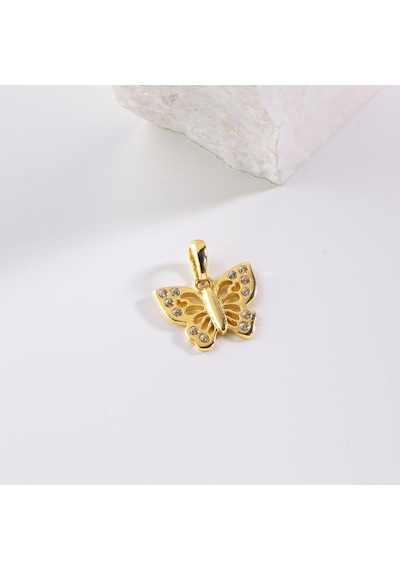 Goldkupe 14 Ayar Taşlı Kelebek Altın Kolye Ucu 0,98 Gr-6136 Altın