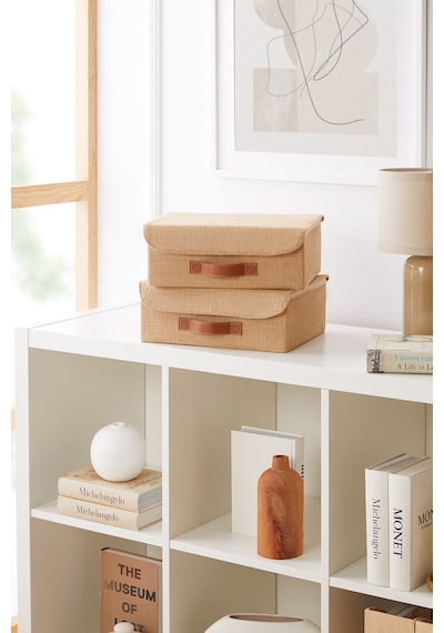 Ocean Home Textile 2'li Jüt Kapaklı Kutu Set 30 x 23 x 11 cm