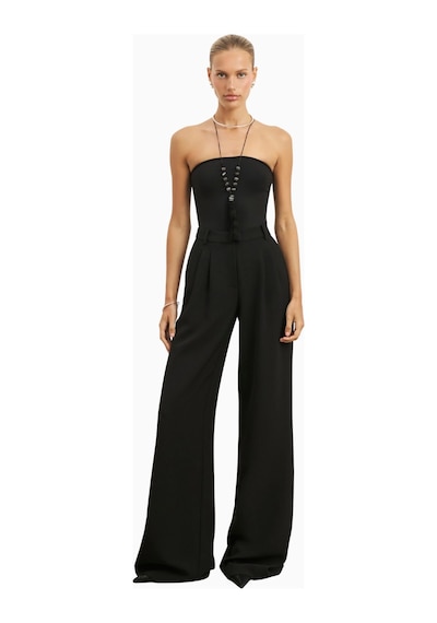 Because Of Alice Effortless Pleated Wide Leg Trousers Yüksek Bel Geniş Paça Kadın Pantolon Siyah