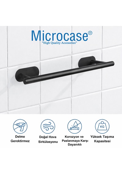 Microcase Kendinden Yapışkanlı Paslanmaz Çelik Havlu Askılığı Al5717 Gümüş