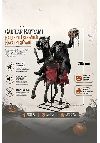 Cadılar Bayramı Hareketli Sensörlü Hayalet Süvari Tüm Yaşlar