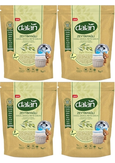 Dalan Doğal Granül Sabun Tozu 1kg %100 Zeytinyağlı 4 Lü