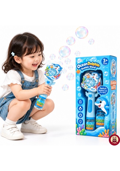 Oyuncak Işıklı Tam Otomatik Köpük Makinesi 26 Cm 4 Pilli Baloncuk Oyuncağı Köpük Sıvılı 3 Renk Mavi