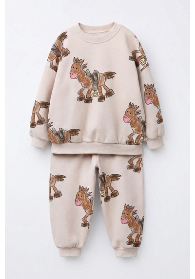 Monila Erkek Çocuk At Baskılı Taş Sweatshirt Ve Eşofman Takımı