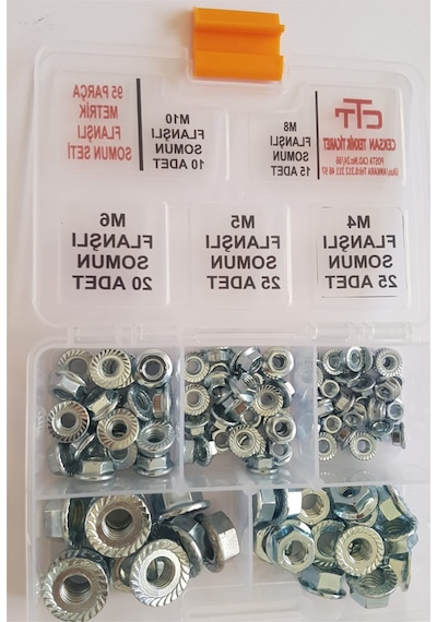 Flanşlı Pullu Somun Seti 95 Parça M4-M5-M6-M8-M10