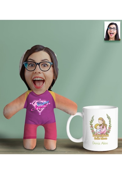 Bk Gift Kişiye Özel İsimli Pembe Anne Bebek Yastık Ve Kupa Bardak Hediye Seti-5, Anneye Hediye, Anneler Günü Hediyeleri Kobitmeyencom30645 Bk Gift