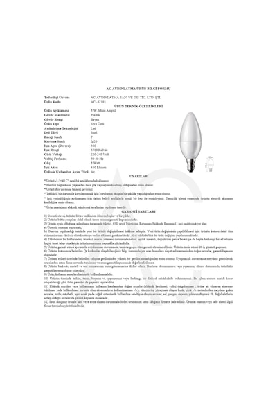 5w Mum Led Ampul Beyaz Işık