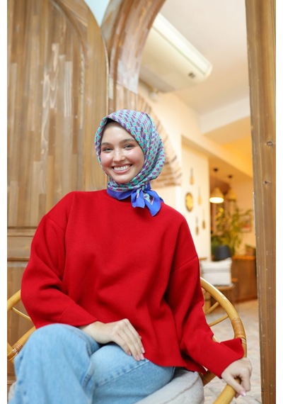 Silk Home Olinda Eşarp 48005-25 Menekşe, Parlak Turuncu, Biskay Yeşili