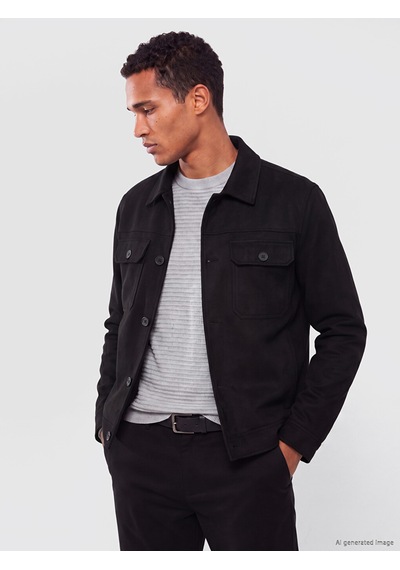 Lcw Vision Siyah Regular Fit Gömlek Yaka Erkek Süet Mont