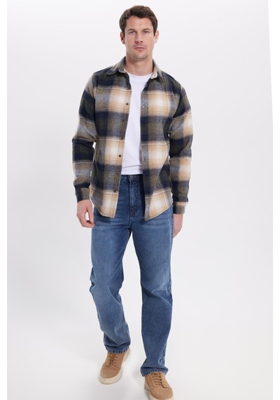Tudors Erkek Slim Fit Dar Kesim Kareli Kışlık Oduncu Gömlek-42198 Lacivert Tudors Erkek Slim Fit Dar Kesim Kareli Kışlık Oduncu Gömlek-42198 Lacivert