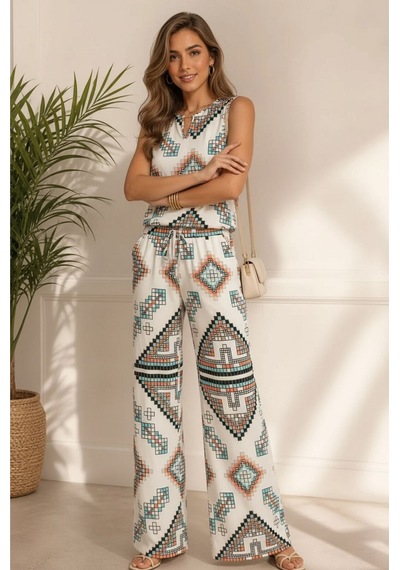 Mamayaga Kadın Kolsuz Desenli Geniş Paçalı Esnek Pencere Yaka Spor Şık Casual Büyük Beden Curve Viskon Tulum Çok Renkli Mamayaga Kadın Kolsuz Desenli Geniş Paçalı Esnek Pencere Yaka Spor Şık Casual Büyük Beden Curve Viskon Tulum Çok Renkli