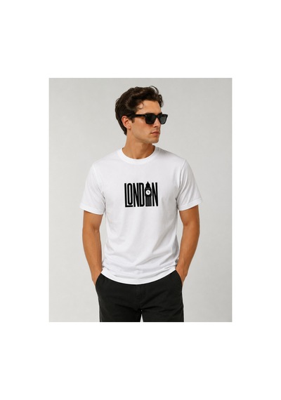 Me Selection London Tasarım %100 Pamuk Unisex Basic Tişört Beyaz