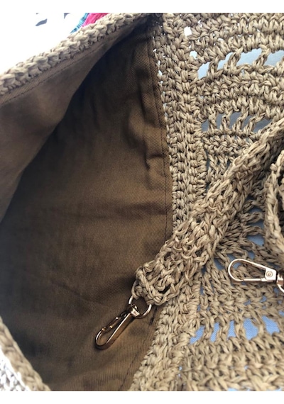 Kağıt İp Clutch Çanta Bej - Açık Kahverengi